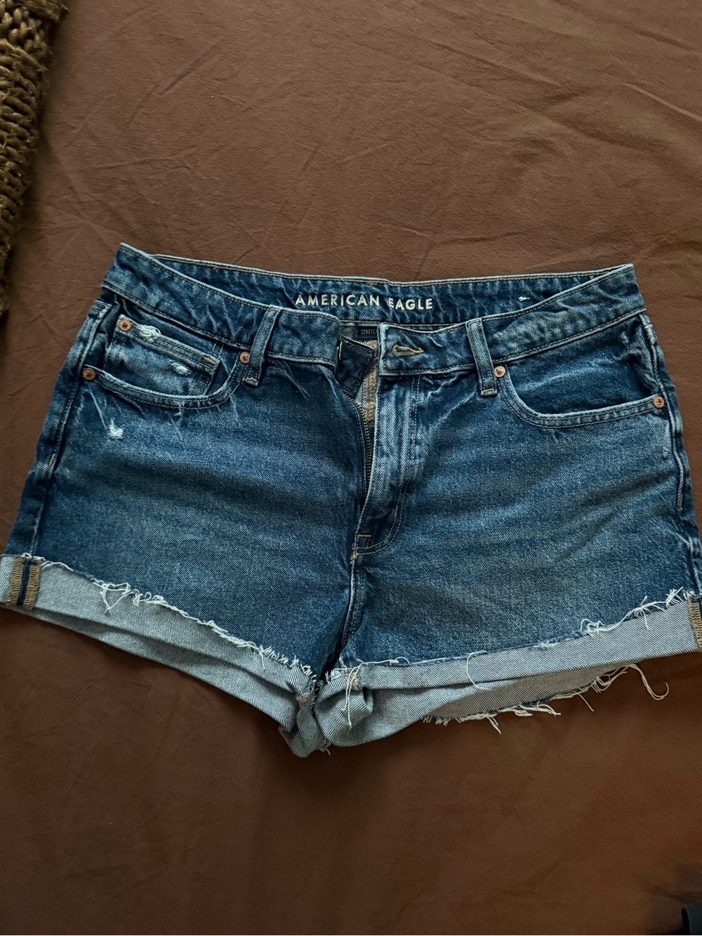 American Eagle Outfitters Indigo Roll-Cuff Denim Shorts